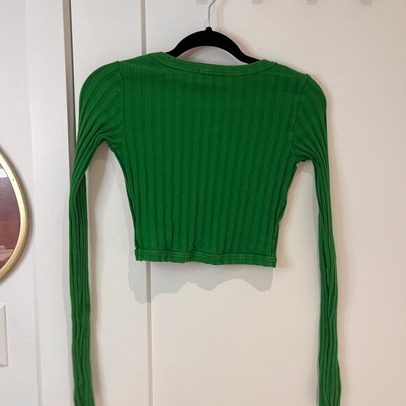 Cotton Citizen Kelly Green Capri Crop Cardigan Sweater Size Small - Picture 3 of 9